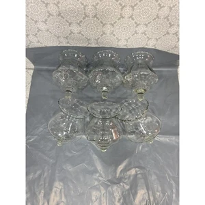 Applique candela picchetto vetro uragano vintage MCM trasparente a costine smerlato set di 6 - Foto 1 di 9