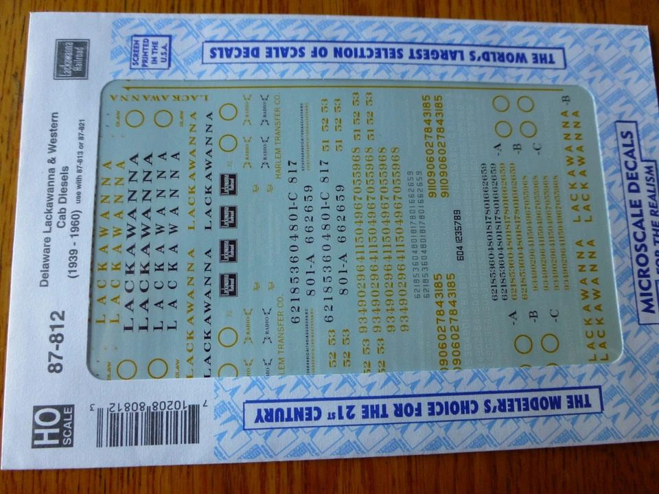 Calcomanía a microescala HO #87-812 DL&W diésel - unidades de cabina y capó Foto 1 de 1