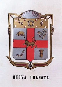 1865 ARALDICA STEMMA NUOVA GRANATA Originale cromolitografia - Bild 1 von 1