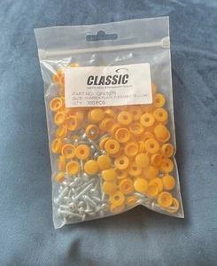 100 x Nummernschild Schraubenpaket Kappe Fitting Kit gelb Schrauben Flip Top Typ Befestigung - Bild 1 von 1