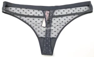 AUSVERKAUFT!!! Neu mit Etikett * Victoria's Secret SEHR SEXY GEPUNKTETES NETZ-TANGA-HÖSCHEN --- GRAU --- L/G - Bild 1 von 3