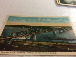 Louisville, KY and Jeffersonville, Ind. New Municipal Bridge Vintage Postcard - Picture 1 of 6