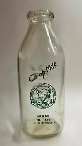 VINTAGE ONE QUART MILK BOTTLE / CO-OP MILK / MAYAGUEZ PUERTO RICO 1958 - Picture 1 of 2