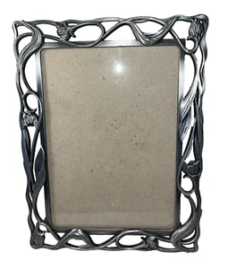 Picture Frame Free Standing Pewter Metal Ornate Roses 9"t x 7" w Picture 5" x 7" - Picture 1 of 7