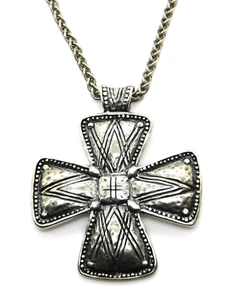 Silpada 925 Sterling Silver "Posh Principles" Etched Iron Cross Necklace N3185 - Picture 1 of 7