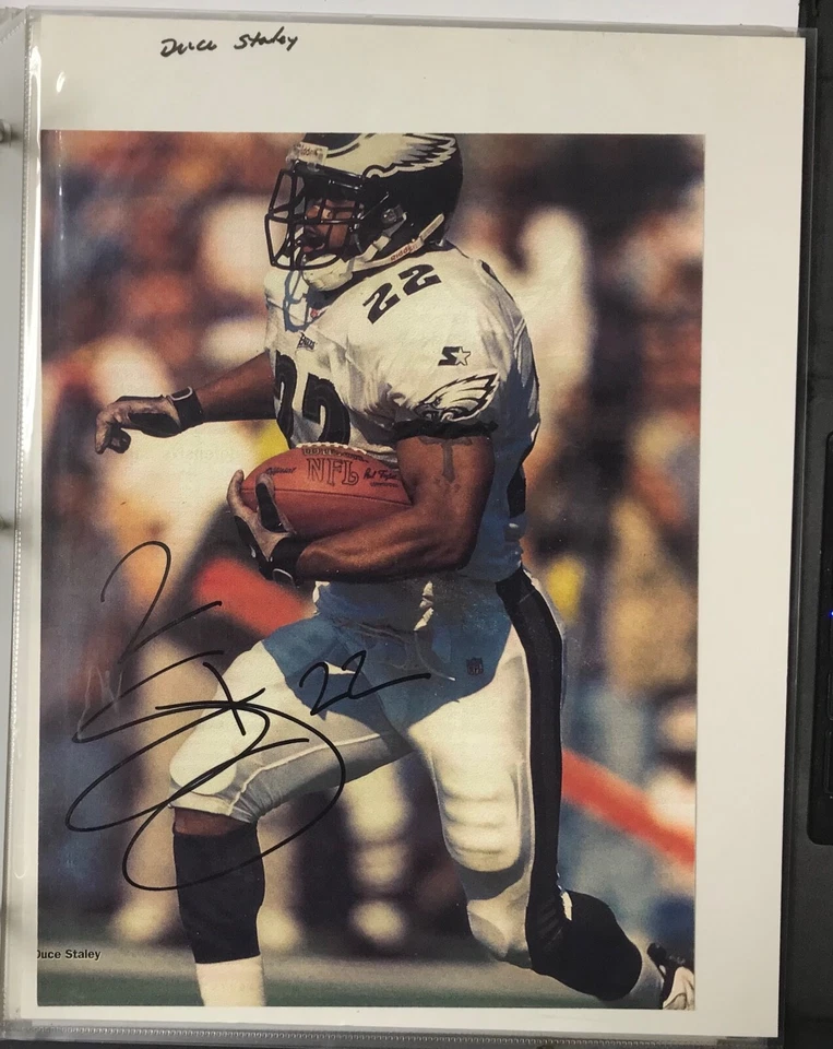 Винтажная цветная экшн-фотография Philadelphia Eagles No22 Duce Staley 8x10 с автографом - Изображение 1 из 1