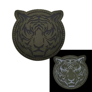 REFLCTIVE IR TIGER HEAD MILITRAY TACTICAL HOOK LOOP PATCH BADGE FOREST BLACK - Imagen 1 de 4