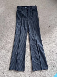 Joseph 100% Wool Rayure Grand Wide Leg Trousers Dark Grey Stripe Small RP £445 - Picture 1 of 8
