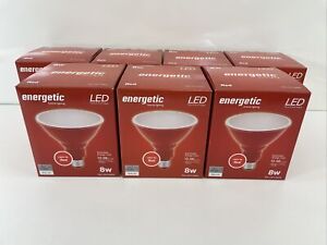 Lot of 7 Energetic Red LED 8 Watt PAR38 - Indoor & Outdoor Decorative Light Bulb