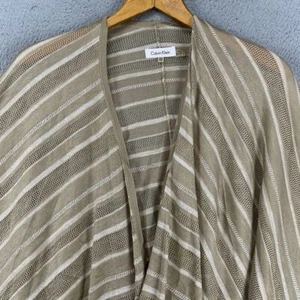 Calvin Klein Shawl Cardigan Women One Size Metallic Gold Open Tunic Wrap Knit - Picture 1 of 8