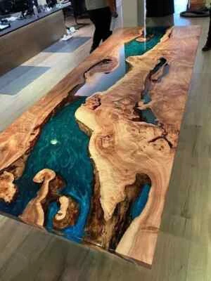 Epoxy Table Dining & sofa Center Table Top Live Edge Wood Table Custom Order Top - Image 1 of 4
