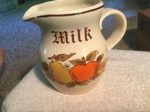 Ceramic Cream/ Milk  Pitcher with Fruit Motif 6” high - Picture 1 of 8