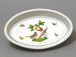 Herend RO Rothschild Flechtkorb Durchbruch Porzellan Schale 26,4 cm alt Ungarn - Bild 1 von 5