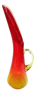 MCM~KANAWHA ~AMBERINA CRACKLE~SWUNG  GLASS PITCHER~14 7/8" TALL~STUNNING! - Picture 1 of 8