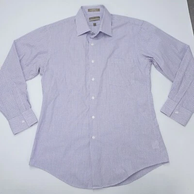Camisa de vestir Van Heusen para hombre grande 16,5 púrpura blanca a cuadros ajustada negocios Foto 1 de 4