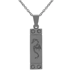 LOT Pendentif dragon en Acier + Chaîne Acier - Longueur AU CHOIX - Homme - Picture 1 of 3