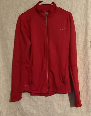 Nike Jacket Girls L 12-14 Red Full Zip Front Pockets Fit dry - Image 1 of 4