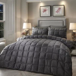 Soiree Brighton Square 100% Polyester Duvet Cover Set in Slate - Picture 1 of 5