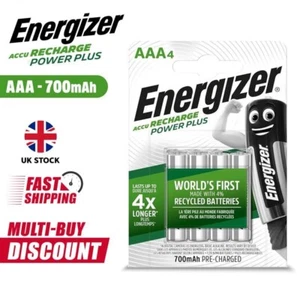 Energizer Power Plus AAA 700mAh Pre Charged Rechargeable Batteries HR03 Nimh - Picture 1 of 5
