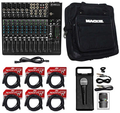 Mackie 1402VLZ4 14 Channel Compact Pro Studio Mixer+Travel Bag+(6) XLR Cables - Image 1 of 4