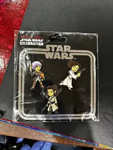 NUEVO JUEGO DE 3 PINES PARA MUJER DISNEY STAR WARS CELEBRATION 2017 LEIA, REY, SABINE WREN - Imagen 1 de 3