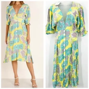Faithfull The Brand NWT Rafa Midi Dress Lera Floral Size Medium Spring Crepe - Picture 1 of 12