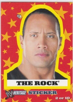 THE ROCK 2005 Topps WWW Heritage Sticker Card Insert Dwayne Johnson Wrestling LE - Image 1 of 2