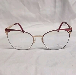 Cateye OVVO Optics 3936 14k Gold / Coral Handmade Titanium Eyeglass Frame - Picture 1 of 4