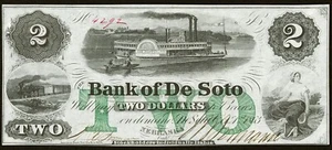 De Soto, Nebraska (Territorium) - Bank of De Soto 2 $ 1. Oktober 1863 Wahl vz! - Bild 1 von 2