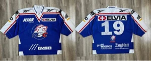 ZSC Lions Suisse Hockey Jersey anni 2000 Vintage Jersey Shirt Match Worn # FIRMATO 19 - Foto 1 di 13