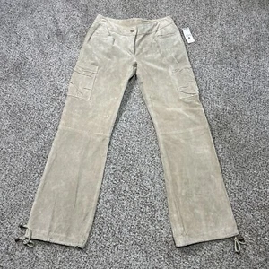 WILSON LEATHER Women’s 8 Maxima 30x32 Tan Suede Cargo Pants Drawstring Cuff NEW - Picture 1 of 15