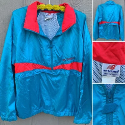 Chaqueta cortavientos pulóver New Balance vintage bloque de color neón M años 80 90 Foto 1 de 4