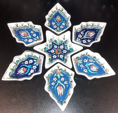 Vintage Marmara Gini Kutahya Pottery Turkey Ceramic Serving Star Set Bowls Dish - Image 1 of 4