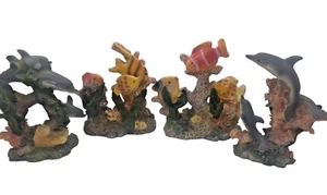 Coral Reef Aquarium Fish Sea Life Dolphins Resin Table Top Figurines SET Of 4 - Picture 1 of 12