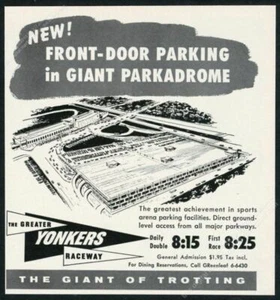 1958 Yonkers Raceway ippodromo gigante arte Parkadrome pubblicità stampa d'epoca - Foto 1 di 1
