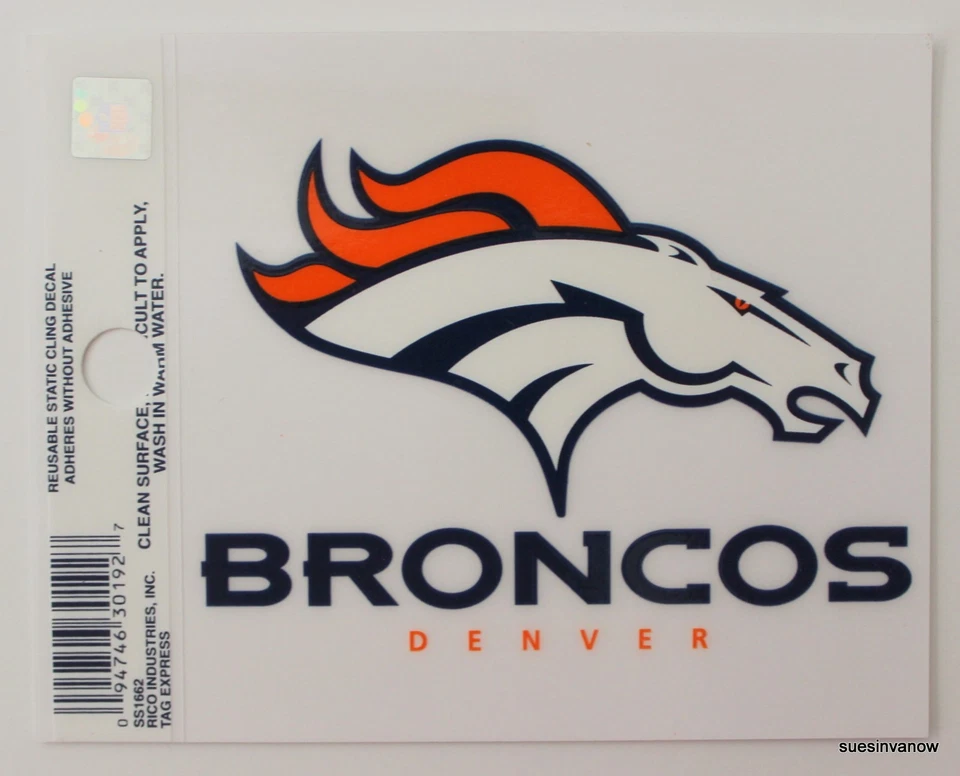 Nova janela estática aderente Denver Broncos NFL futebol americano licenciado liga de fãs esportes  - Imagem 1 de 1