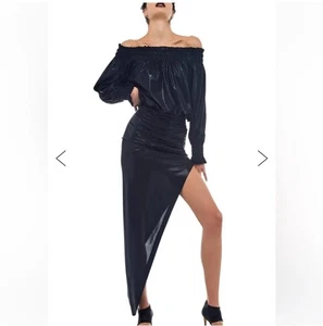 NWT Norma Kamali Long Sleeve Peasant Side Drape Gown Small - Picture 1 of 5