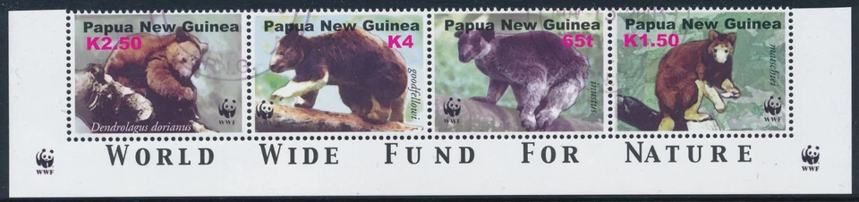 2003 PAPUA NEW GUINEA WWF TREE KANGEROOS STRIP OF 4 FINE USED/CTO - Image 1 of 1