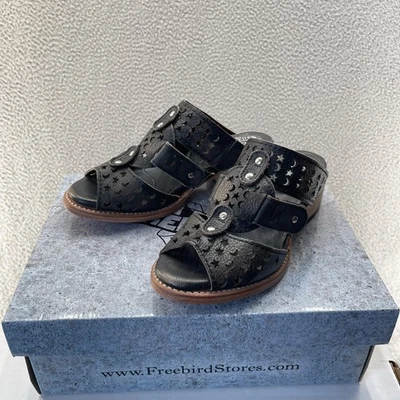 Freebird Moonstar Shoes Womens Size 6 Black Leather Studded Heels Western Mule - Image 1 of 4
