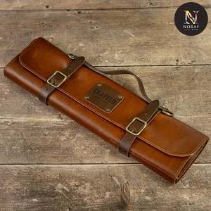Handmade Chef Knife Carrier with Buckles & Handle Premium Tool Roll for Chefs - Picture 1 of 10
