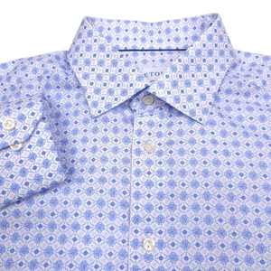 $290 Eton Contemporary Fit Light Blue Medallion Dress Shirt Mens Size XL - 17.5 - Picture 1 of 8