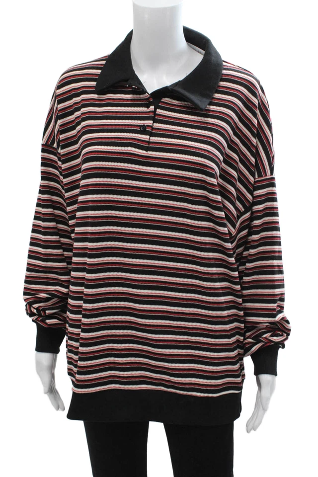 Polo Lioness Para Hombre Negro Rayas Cuello Manga Larga Años 90 Talla S Foto 1 de 4