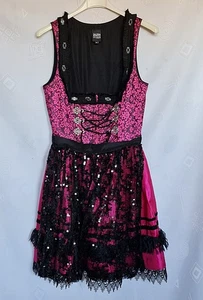 VINTAGE GALERIA TYROL OKTOBERFEST DIRNDL CYCLAMEN BLACK WOMEN DRESS :US 6/EU 34 - Picture 1 of 9
