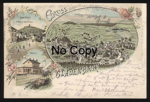 #1599 Litho Gladenbach Kr. Marburg-Biedenkopf Bahnhof Bahnhofstrasse gel.? - Bild 1 von 2