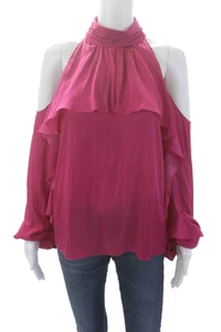 Ramy Brook Womens Cold Shoulder Long Sleeve Round Neck Blouse Pink Size M - Picture 1 of 7