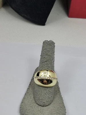 Melinda Maria Gold Plated Thick Ass Pave Ring Size 7 1/2 - Image 1 of 4