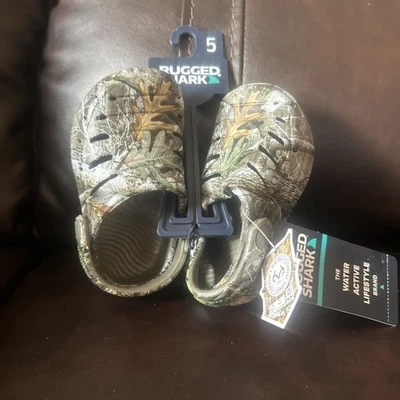 Zuecos toboganes camuflaje tiburón resistente borde árbol real juvenil talla 5 Foto 1 de 4