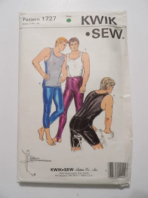 Kwik Sew Pattern 1727 Mens Bike Shorts Tank Tights Mens Sizes Small - XL UNCUT - Image 1 of 3