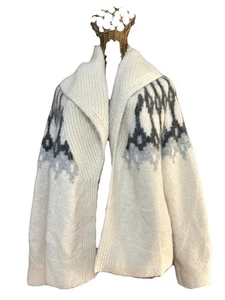 Banana Republic Alpaca Sweater XS $180 Fair Isle Cardigan Cream Wrap Free Ship! - Picture 1 of 14