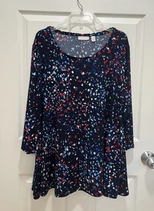 SUSAN GRAVER Liquid Knit Tunika Top 3XP Mehrfarbig 3/4 Arm Abstrakt - Bild 1 von 6